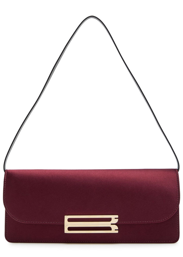 Photo: Victoria Beckham Dorian East-west Satin Clutch - Burgundy - One Size