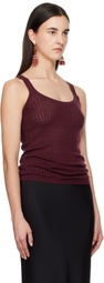 Gabriela Hearst Burgundy Nevin Pointelle Tank Top