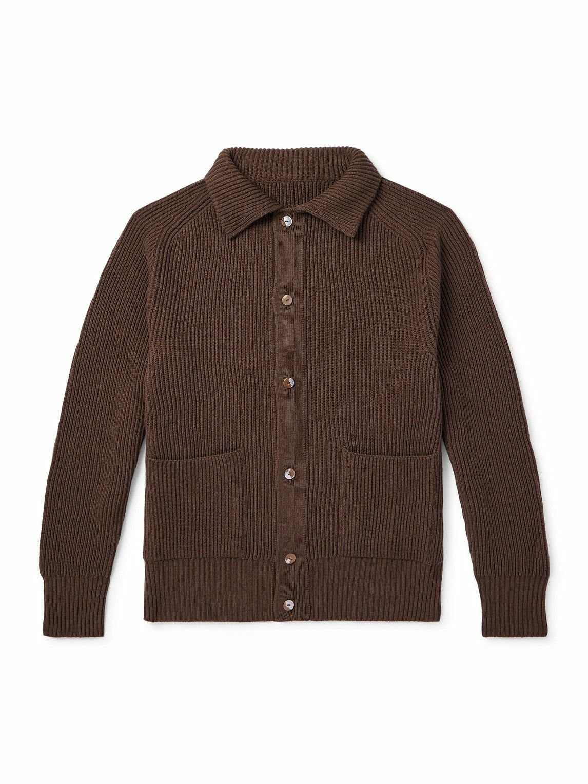 Stòffa - Slim-Fit Ribbed Cashmere Cardigan - Brown