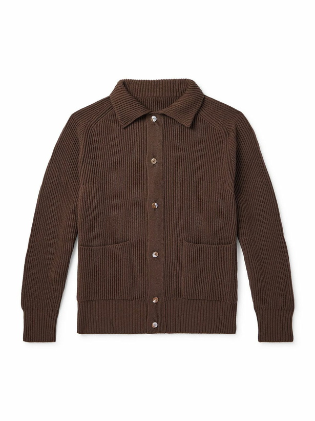Photo: Stòffa - Slim-Fit Ribbed Cashmere Cardigan - Brown