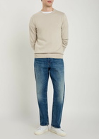 Emporio Armani Logo-embroidered Cotton-knit Jumper Beige