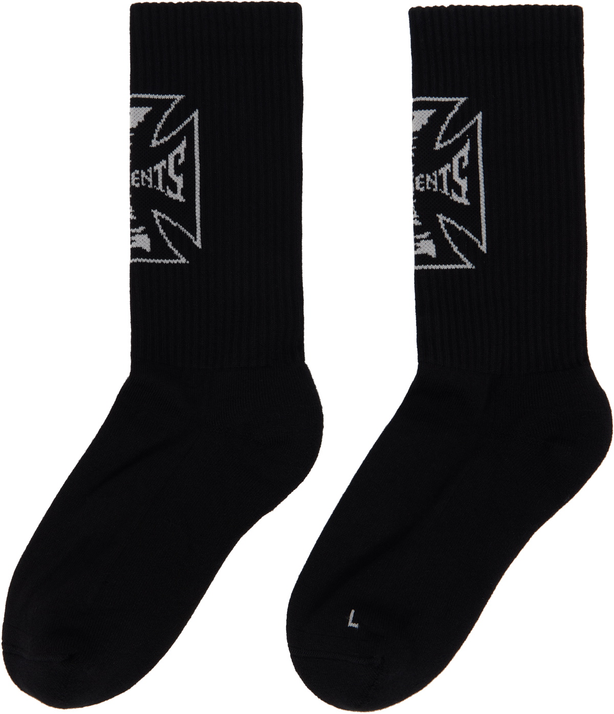 VETEMENTS Black Biker Cross Logo Socks