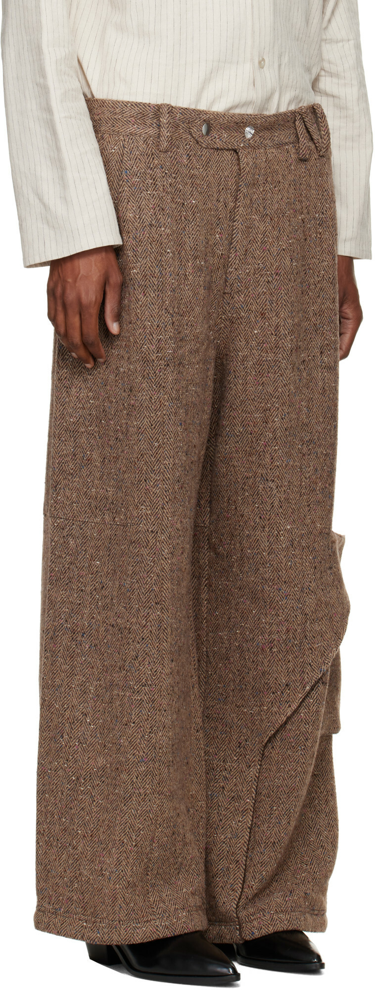 NULLUS Beige Draped Slide Cargo Pants