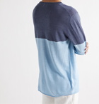 Onia - Kevin Colour-Block Linen and TENCEL-Blend Sweater - Blue