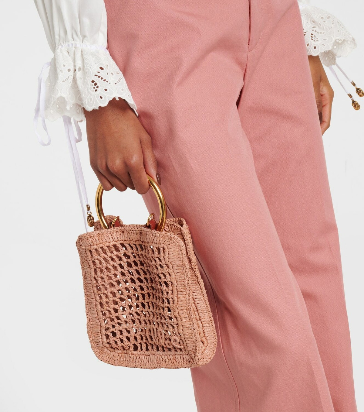 Chloé Summer Banana Mini raffia crossbody bag