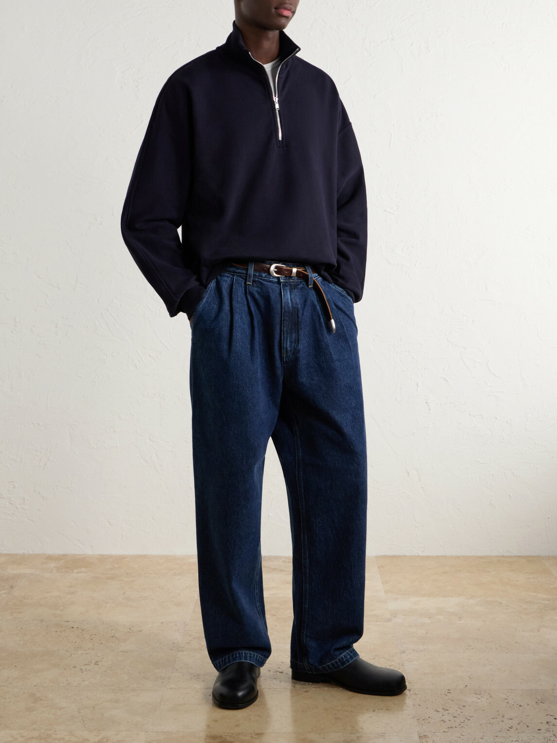 AGOLDE - Idris Cotton-Jersey Half-Zip Sweatshirt - Black