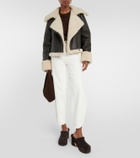 CO Shearling-trimmed leather biker jacket