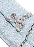 Self-portrait Bow Crystal-embellished Denim top Handle bag - Blue - One Size