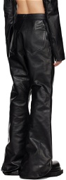 Rick Owens Black Slivered Leather Pants
