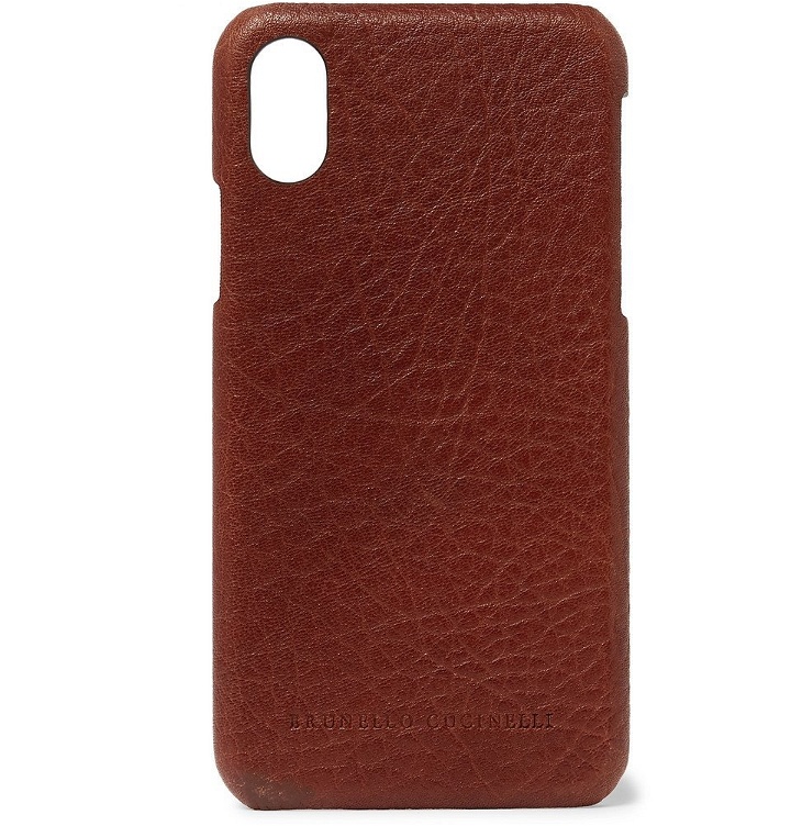 Photo: Brunello Cucinelli - Full-Grain Leather iPhone X Case - Brown