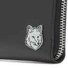 Maison Kitsuné Men's Fox Head Zipped Card Holder in Black 