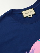 GUCCI - Printed Cotton-Jersey T-Shirt - Blue