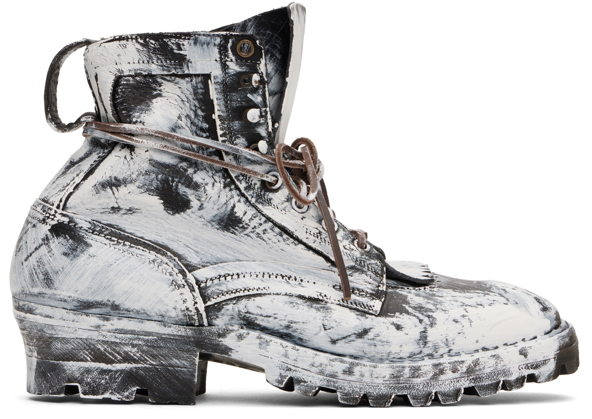 希少Maison Margiela combat boots archive41 Maison Margiela Black Combat Boots Maison Margiela