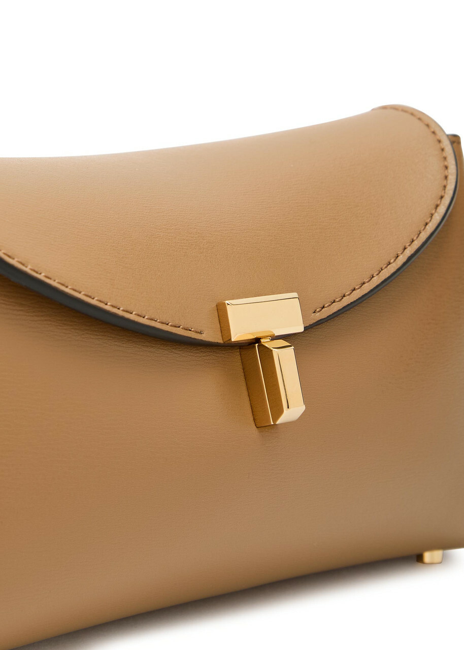 Toteme T-lock Mini Leather Clutch - Camel - One Size