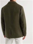 Tod's - Logo-Debossed Leather-Trimmed Shetland Wool Blazer - Green