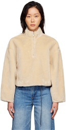 FRAME Beige Half-Zip Faux-Fur Sweater