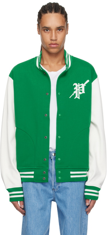 Photo: Polo Ralph Lauren Green Fleece Graphic Baseball Bomber Jacket