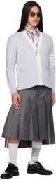 Thom Browne Gray Crest Intarsia Jacquard 4-Bar Rugby Fit Cardigan