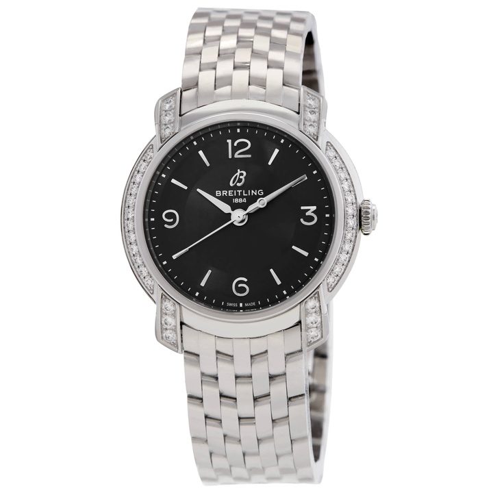 Photo: Breitling Premier Quartz Diamond Black Dial Ladies Watch A77330671B1A1