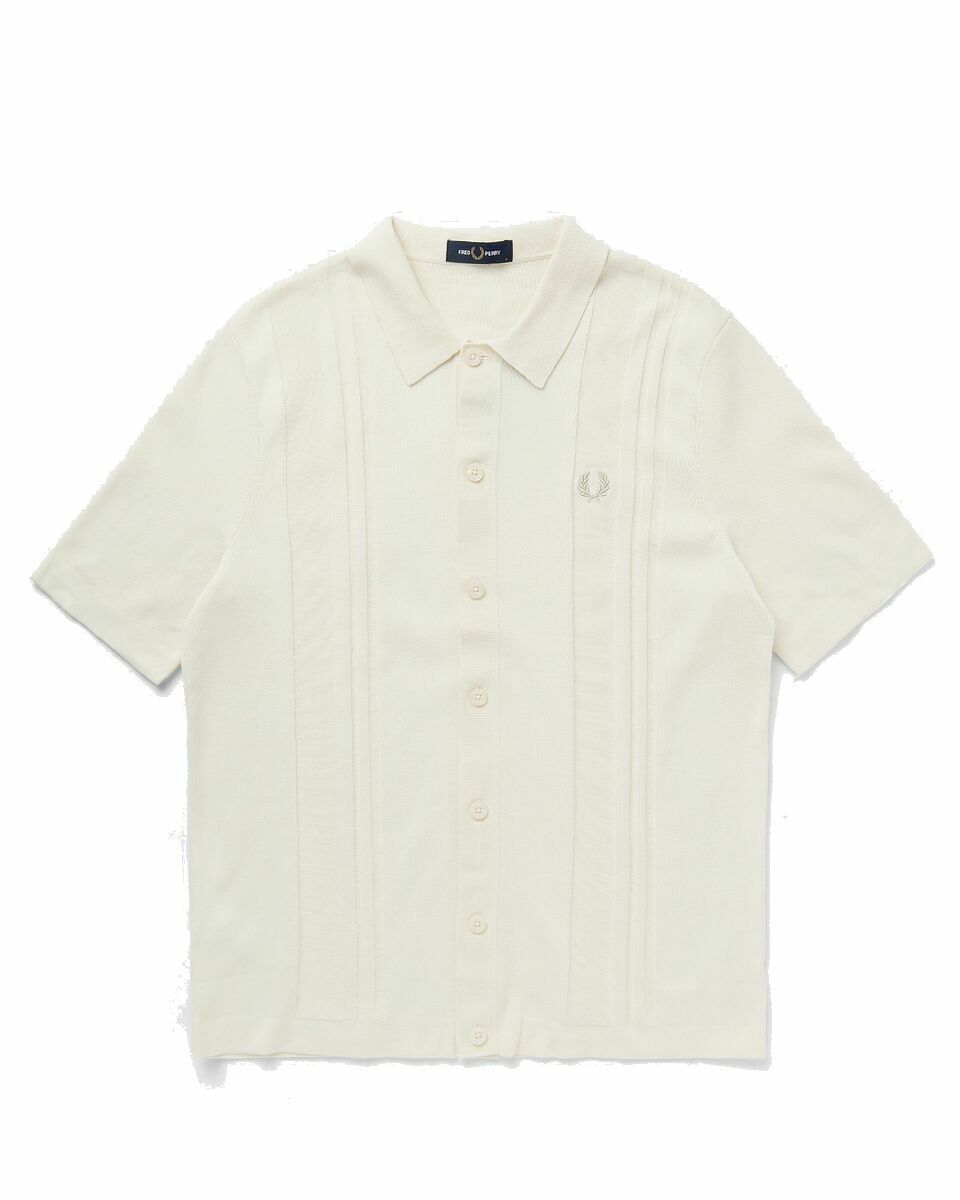 Photo: Fred Perry Button Through Knitted Shirt White - Mens - Shortsleeves