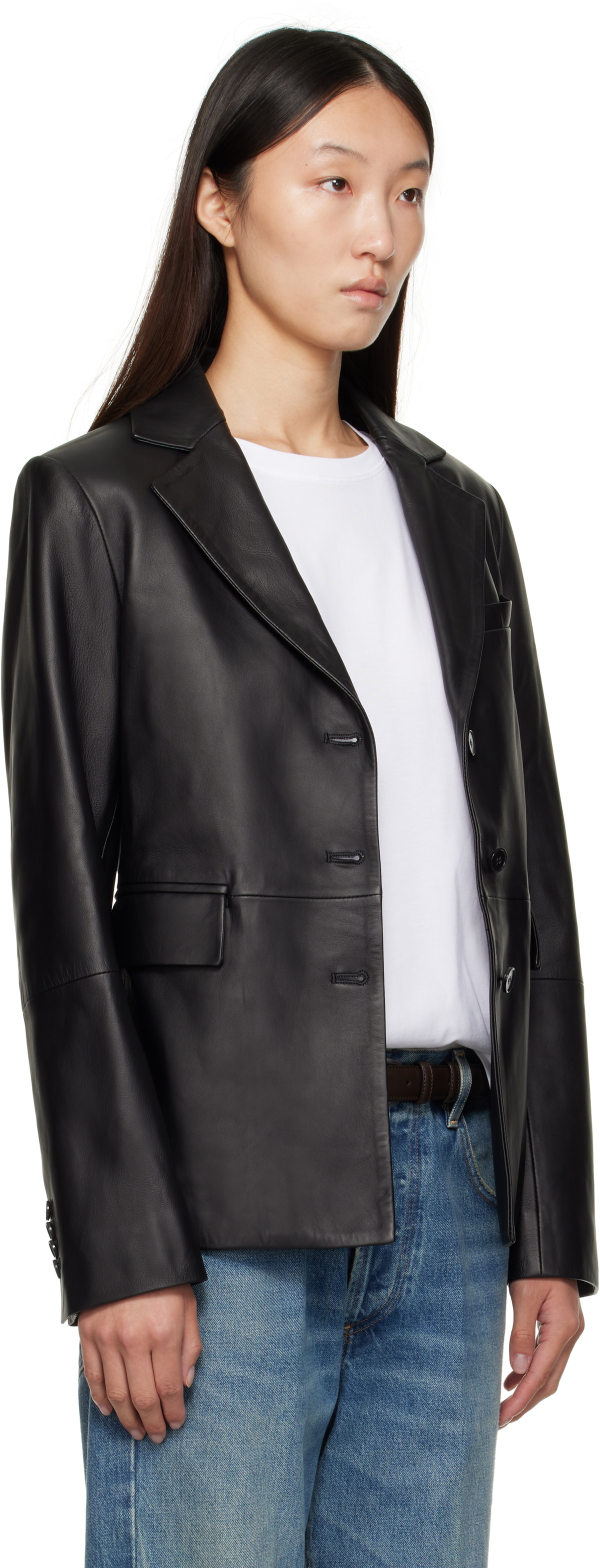 Loulou de Saison Black Aldo Leather Jacket