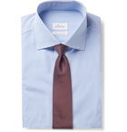 Brioni - Cutaway-Collar Micro-Checked Cotton-Poplin Shirt - Blue
