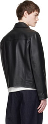 Jil Sander Black Blouson Leather Jacket