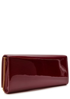 Saint Laurent Kate Logo Patent Leather Clutch - Burgundy - One Size