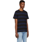 A.P.C. Black and Navy Striped Archie T-Shirt