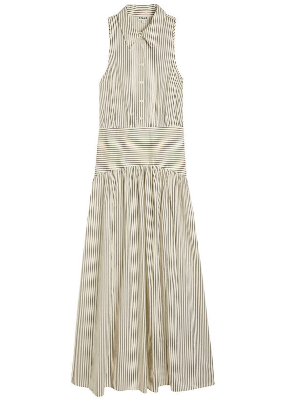 Photo: Staud Romy Striped Stretch-cotton Poplin Maxi Shirt Dress White