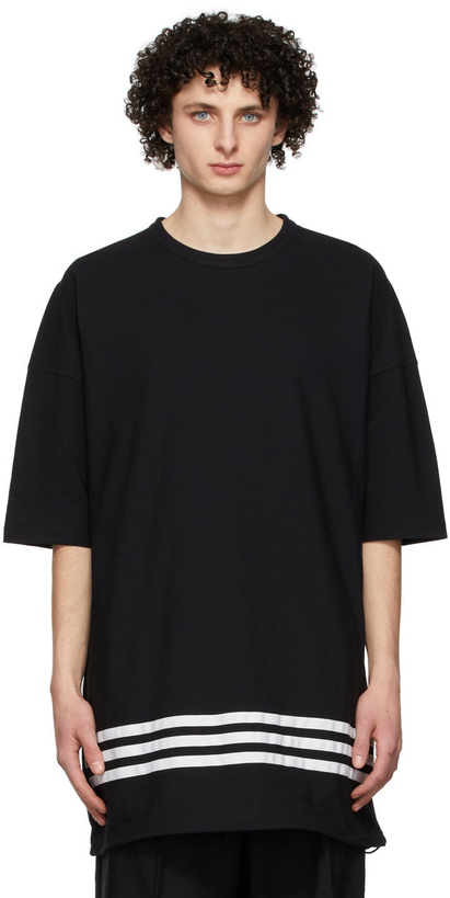 Photo: Y-3 Black Oversized Stripes T-Shirt