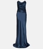 The Sei Ruched strapless silk satin corset dress