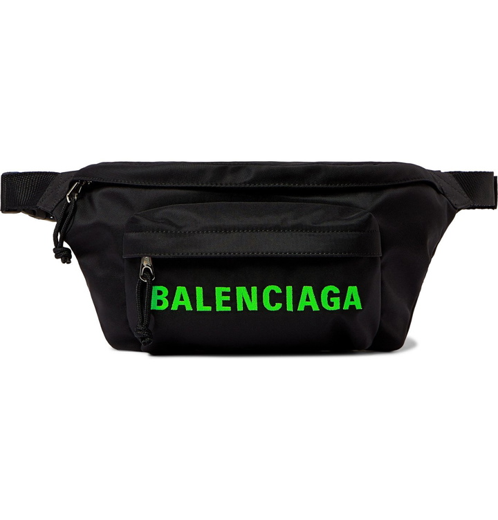 Photo: BALENCIAGA - Logo-Print Canvas Belt Bag - Black