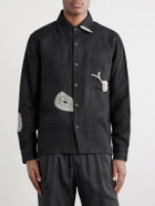 Kartik Research - Repair Embroidered Linen Shirt - Black