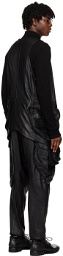 Julius Black Flap Pocket Leather Vest