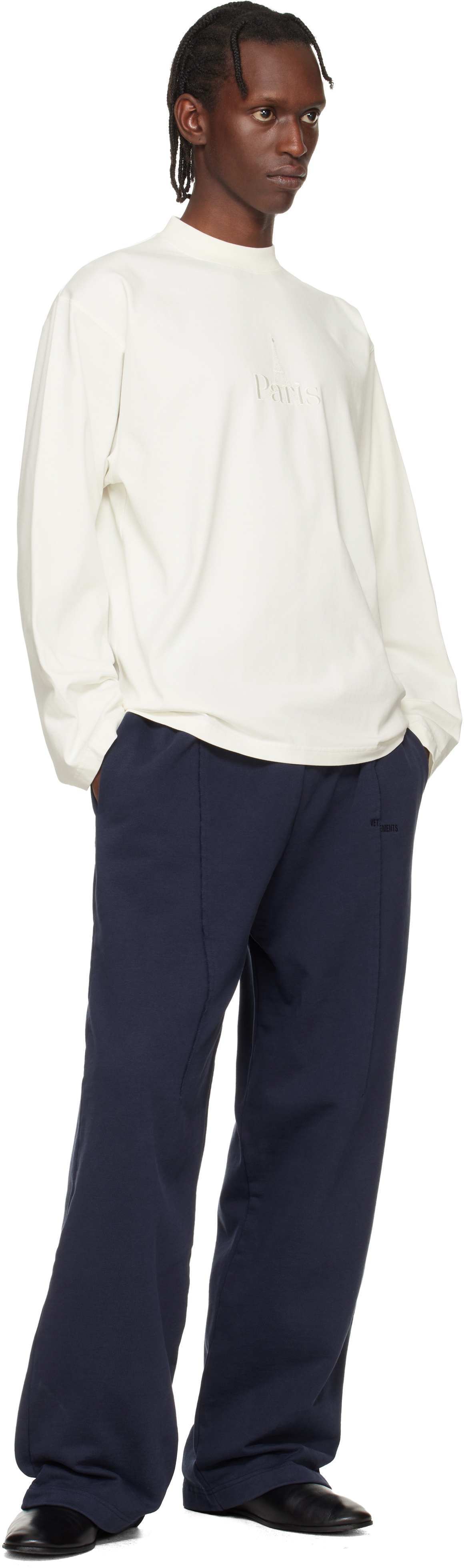 VETEMENTS Navy Cut Sweatpants