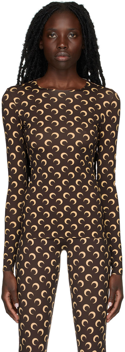 Marine Serre Brown Second Skin Moon Top Marine Serre
