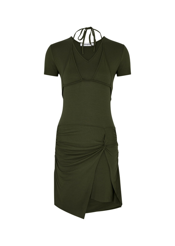 Photo: Gimaguas Julia Layered Stretch-jersey Mini Dress Khaki