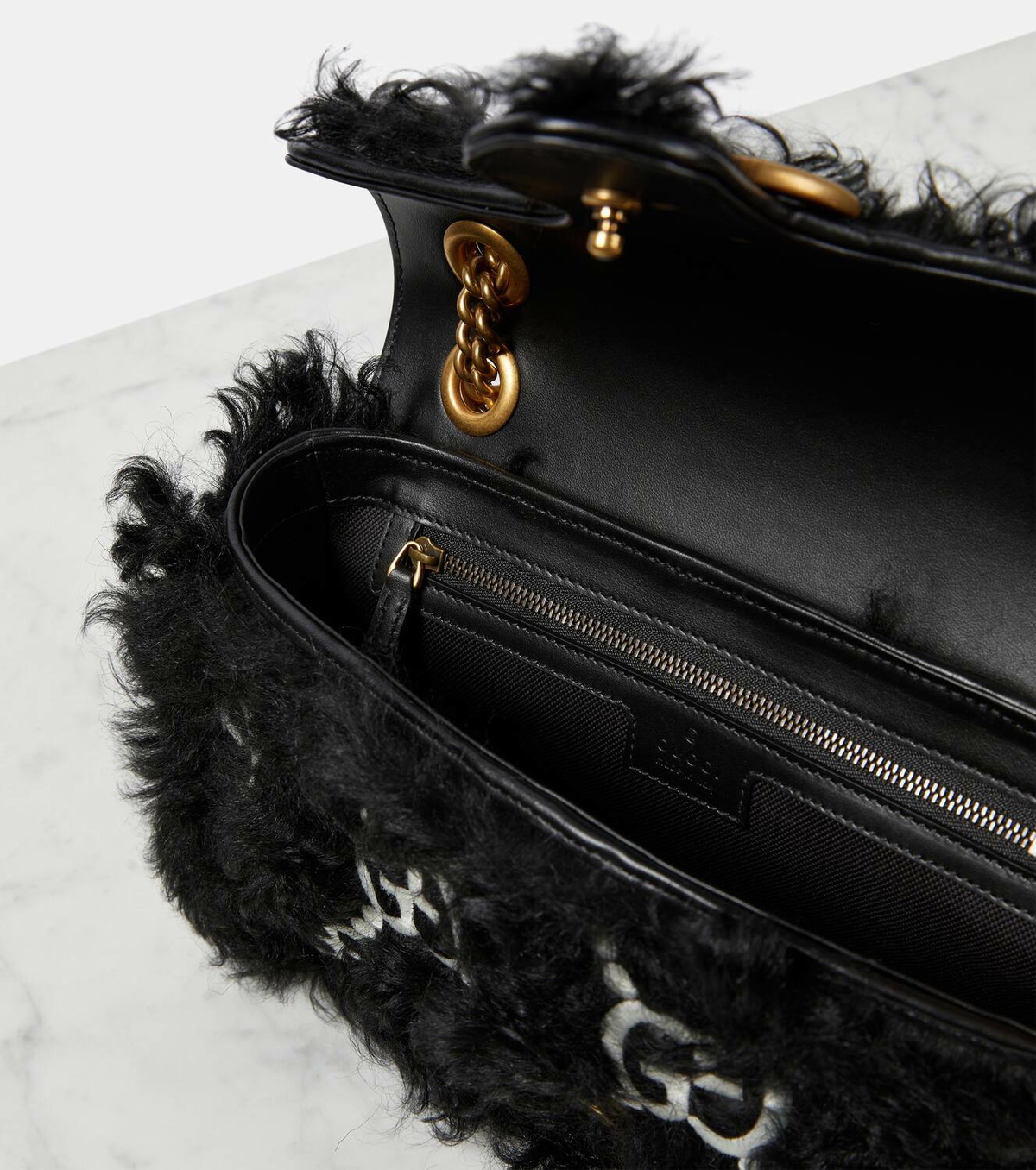 Gucci GG Marmont Small shearling shoulder bag Gucci