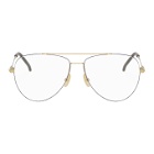Fendi Gold and Brown Aviator Glasses