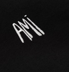 AMI - Logo-Embroidered Cotton-Jersey T-Shirt - Black