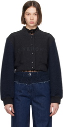 Givenchy Navy & Gray Cropped Varsity Bomber Jacket