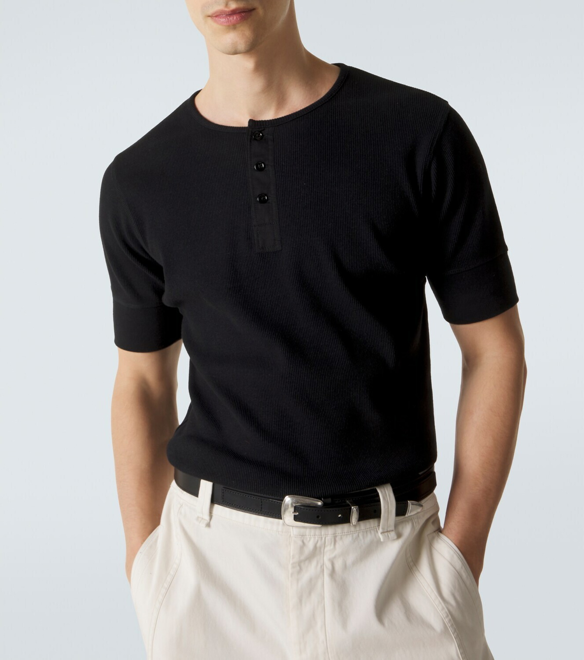 Lemaire Cotton and linen Henley shirt