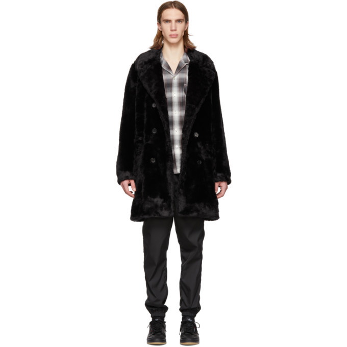 Photo: Wacko Maria Black Faux-Fur Coat