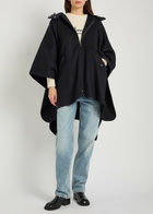 Moncler Hooded Shell and Wool-blend Cape Coat - Black - One Size