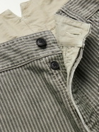 Visvim - Pastoral Straight-Leg Panelled Striped Cotton-Moleskin Trousers - Gray