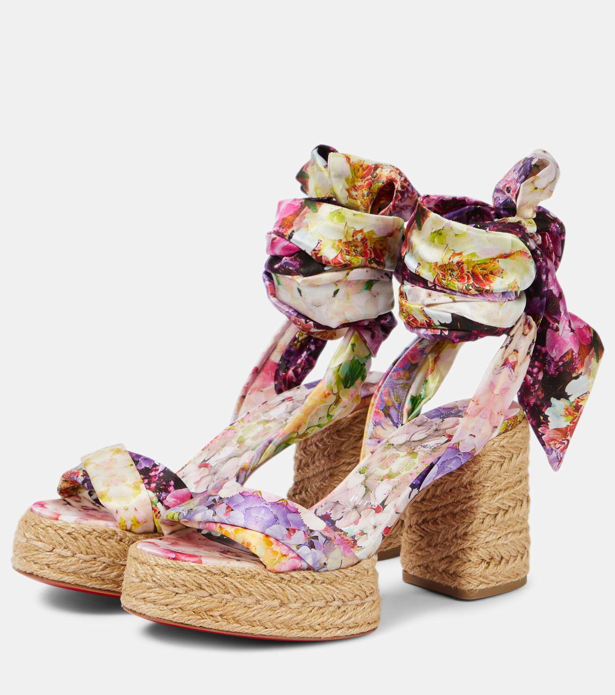 Christian Louboutin Mariza Du Desert 70 floral satin sandals