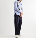 Junya Watanabe - Tweed-Trimmed Patchwork Cotton Shirt - Blue