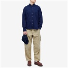 Beams Plus Men's Button Down Solid Flannel Shirt in Navy