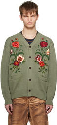 Junya Watanabe Green Floral Cardigan